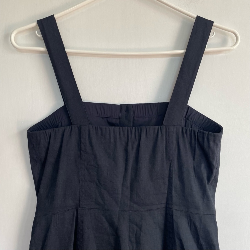 NWT Theory Kayleigh Button Front Mini Dress Navy Blue Sleeveless Linen Blend 0 - Picture 6 of 15